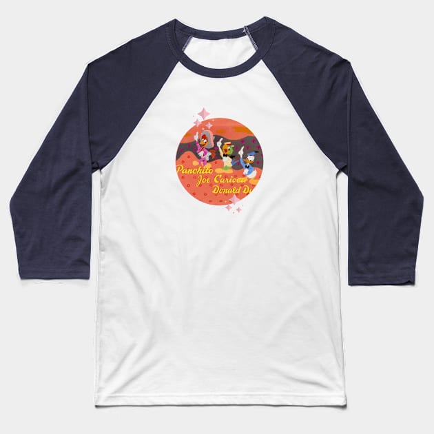 Three Caballeros Credits Baseball T-Shirt by Amores Patos 